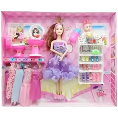 Beauty Fashion And Stylish Barbie Doll Toy With Dress And Accessories - Multicolor - Rokomari